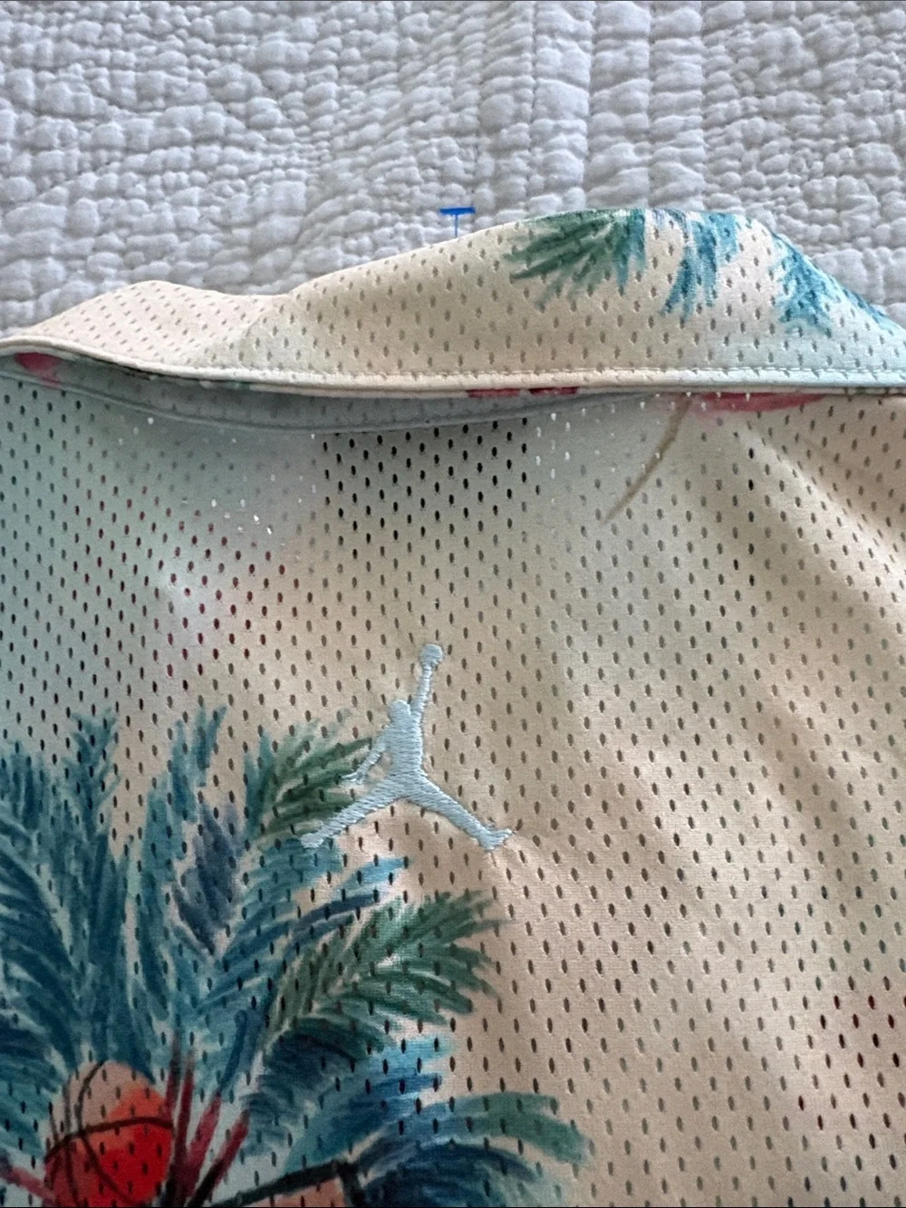 Jordan Mint Tropical Flamingo Button-Down Shirt with Pink Accents